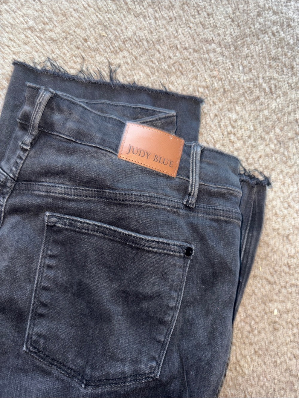 Judy Blue Washed Black Denim Jeans with Leather Patch
